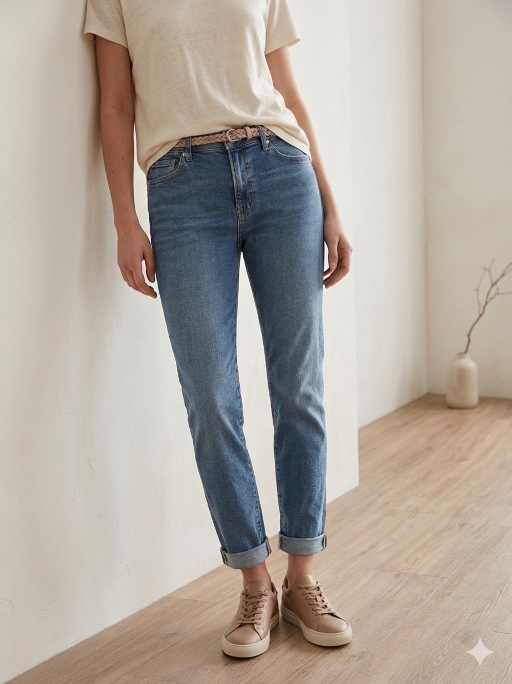 Frame Denim Mid Blue Le Garçon Straight Jeans